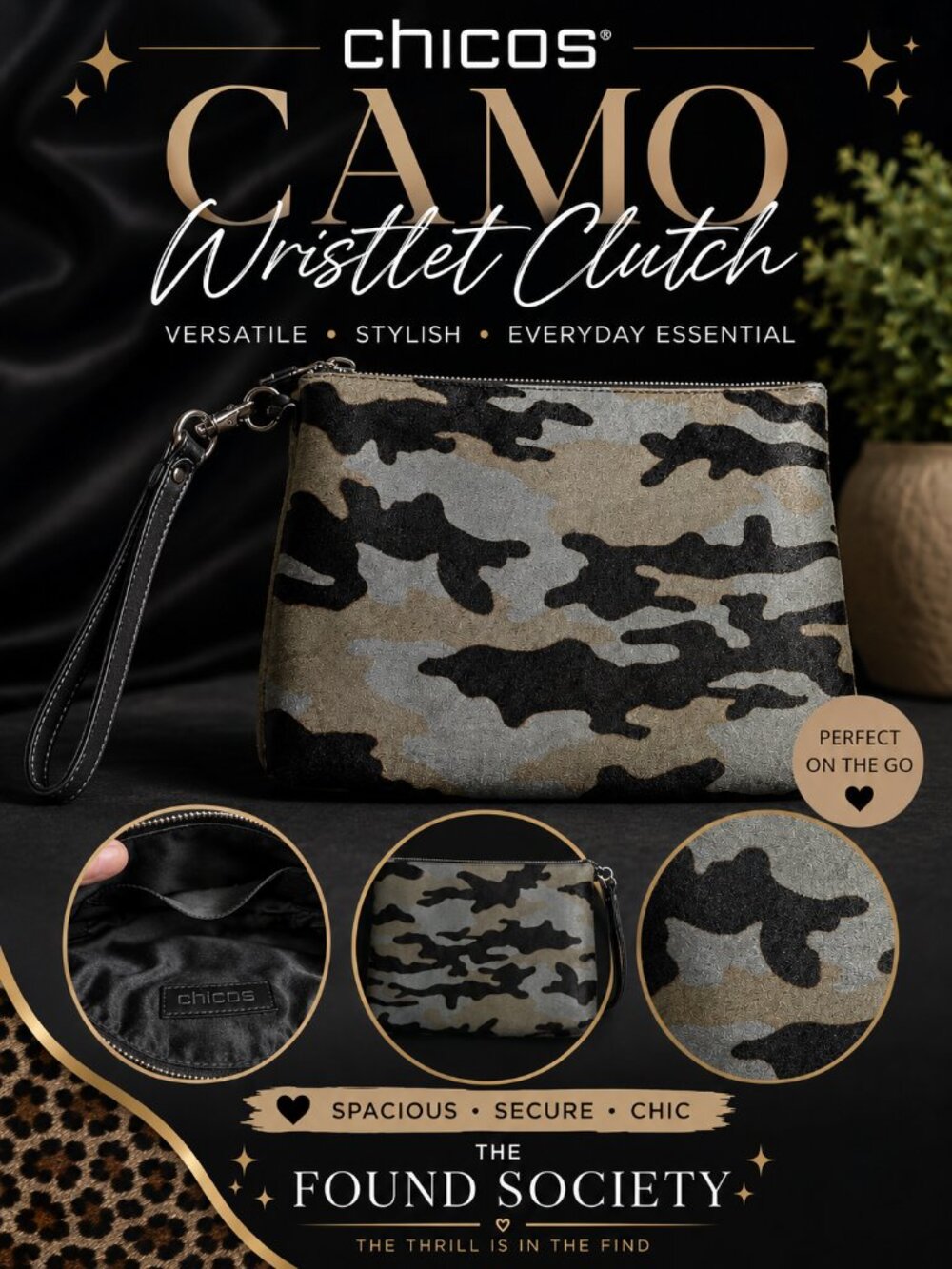 Chico’s Camo Wristlet Clutch